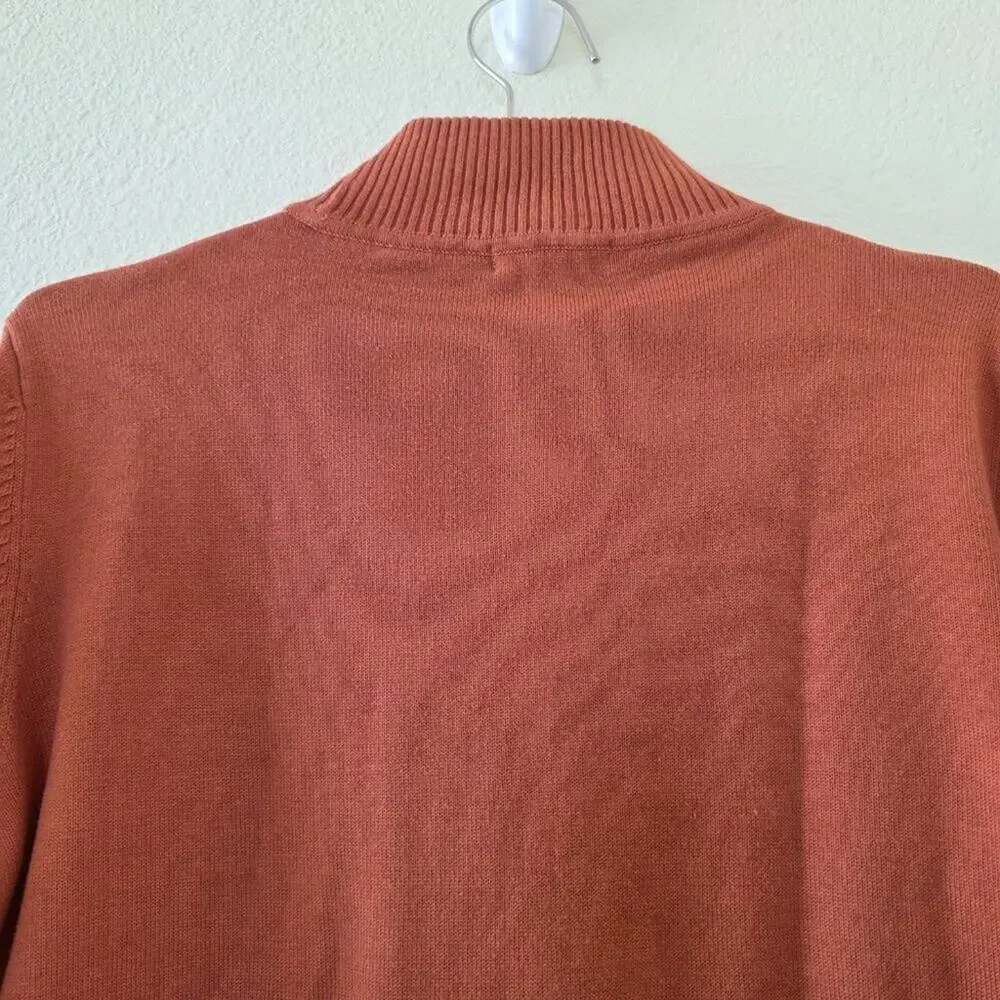 Dressbarn Rust Mock Neck Sweater Womens Size M Ribbed Pullover Burnt Orange